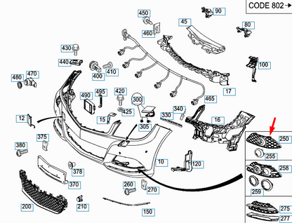 new mercedes-benz c-class w204 front right fog light cover a2048850424 original