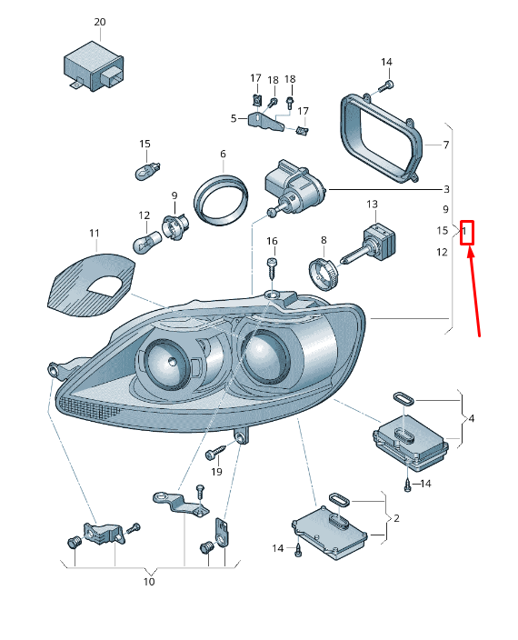 new vw golf plus 52 front right headlight lhd 5m1941754b original