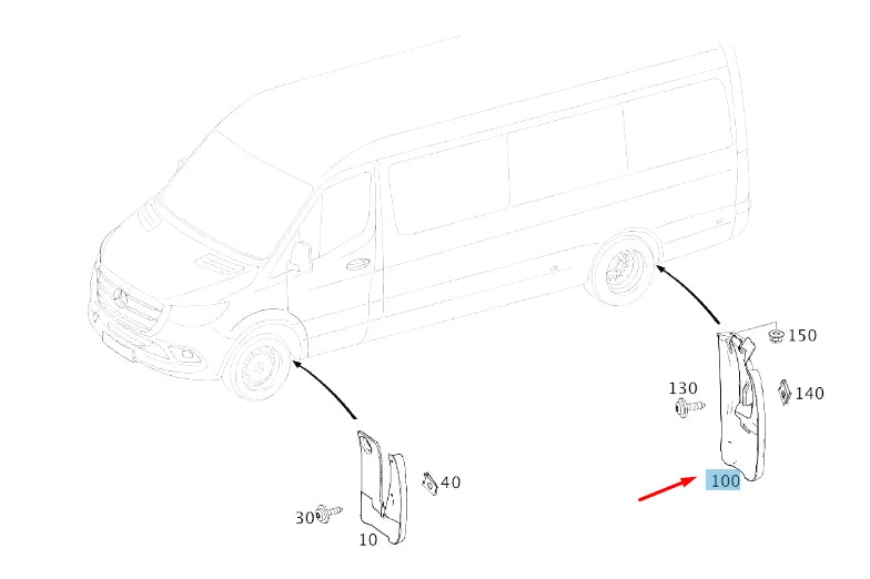 NEW MERCEDES-BENZ SPRINTER W907 REAR LEFT MUDGUARD FLAP A90788912009051