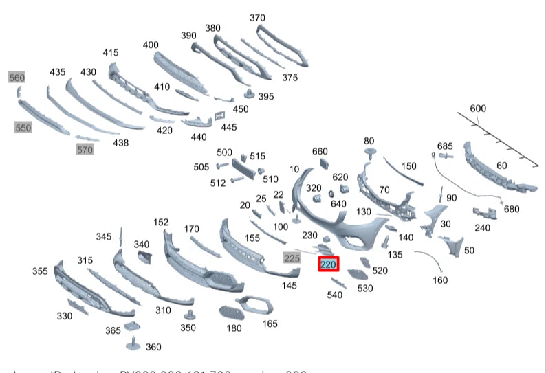 NEW MERCEDES-BENZ GLC X253 FRONT BUMPER LEFT GRILLE COVER A2538857604 ORIGINAL
