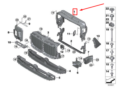 new bmw x6g06 front upper radiator support baffle 8495363 51748495363 original