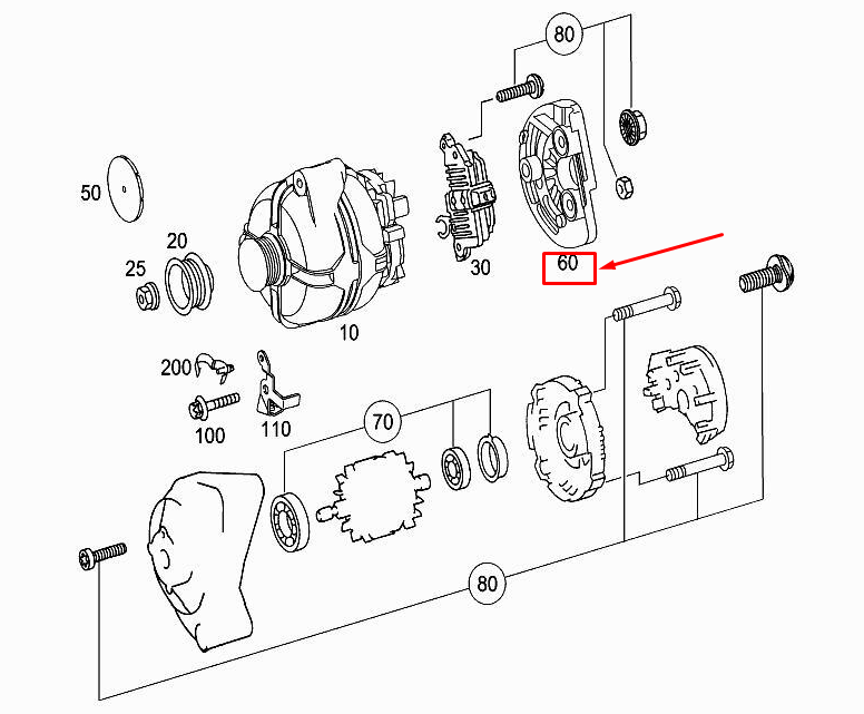 new mercedes-benz e cabrio a207 alternator cap a0001546004 original