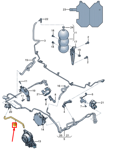 new audi a8 d5 engine vacuum hose 0p2131179a original
