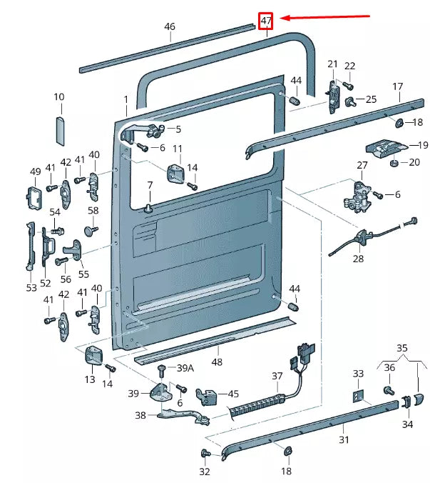 NEW VOLKSWAGEN CRAFTER 2F MK1 LEFT SLIDING DOOR RUBBER SEAL 2E1843791F