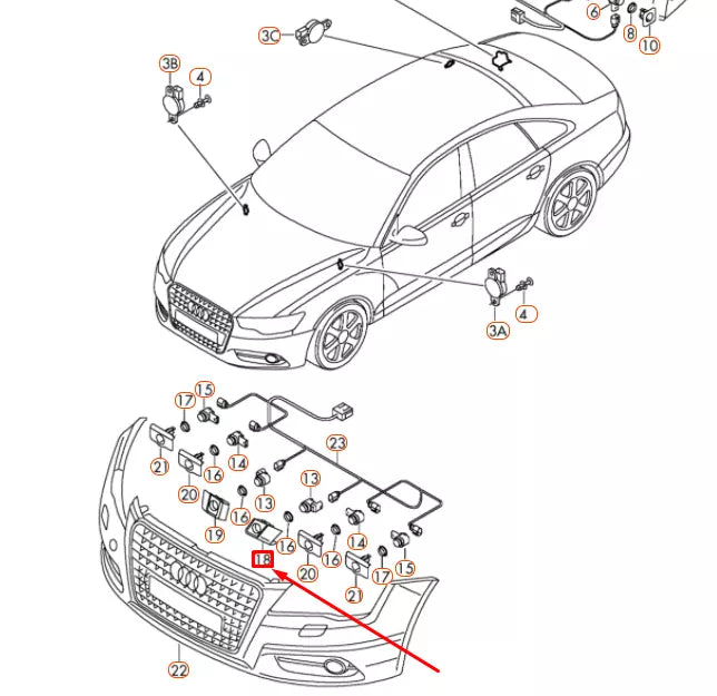 NEW AUDI A6 C7 FRONT LEFT INNER ULTRASOUND SENSOR SUPPORT 4G0919267AT94 ORIGINAL