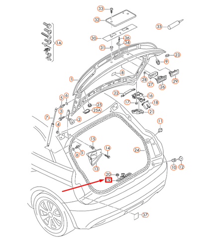 NEW AUDI A1 8X REAR LID STRIKER PLATE 8P4827507 ORIGINAL