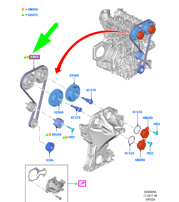 new ford b-max b232 timing belt 1760650 cm5g-6k288-ca original