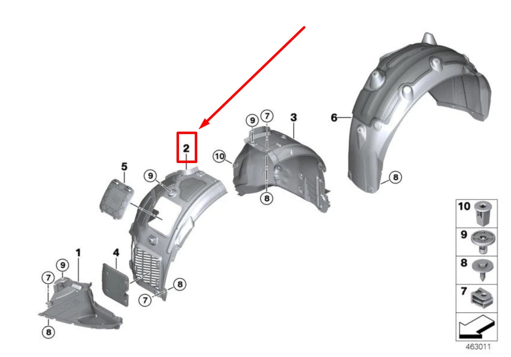 NEW BMW 7 G11 FRONT LEFT INNER FENDER FRONT PART 51717340193 7340193 ORIGINAL