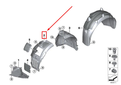 NEW BMW 7 G11 FRONT LEFT INNER FENDER FRONT PART 51717340193 7340193 ORIGINAL