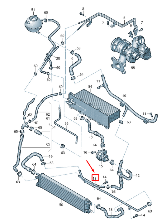new audi q3 8u engine coolant pipe 5n0121070s original