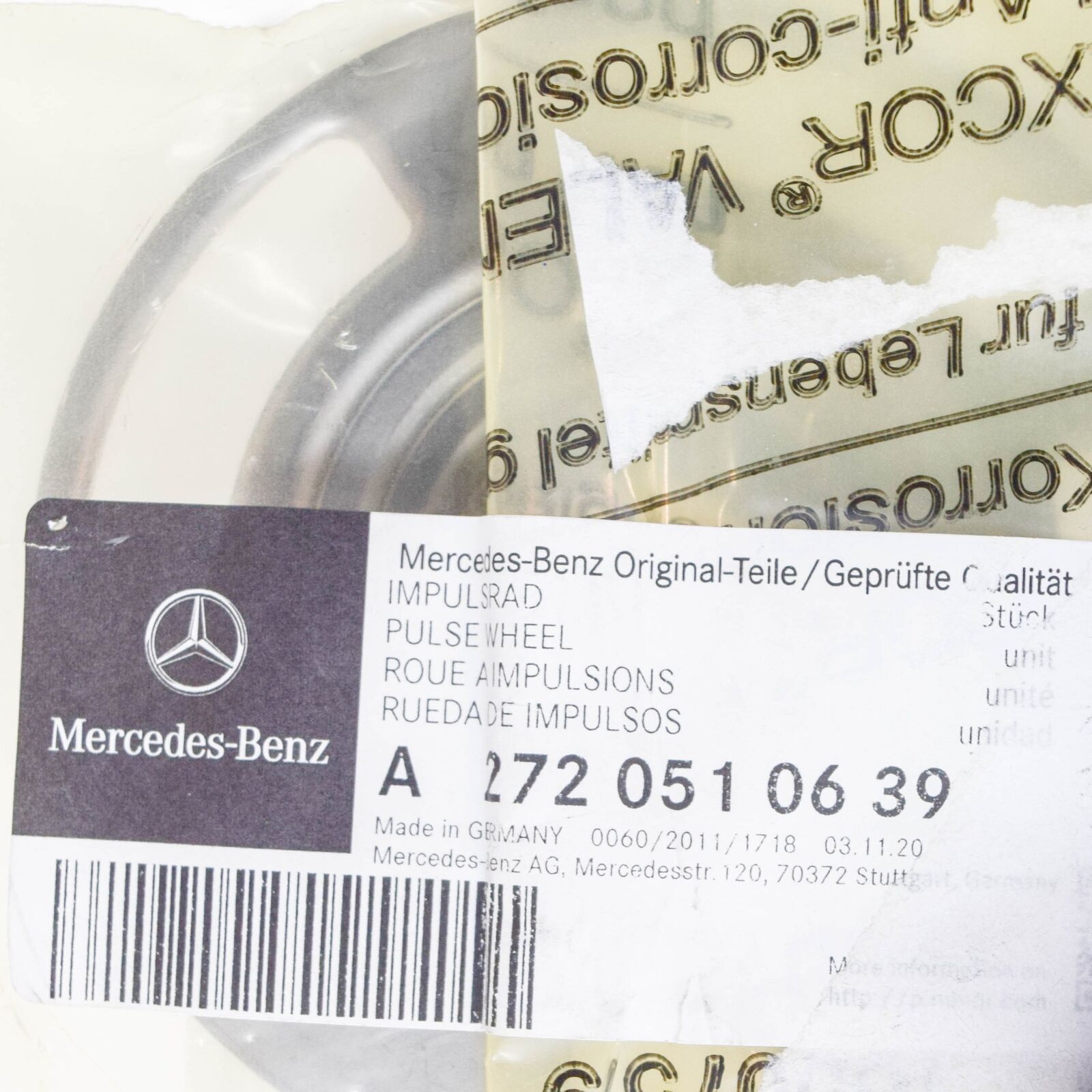 NEW MERCEDES-BENZ R W251 INLET RIGHT IMPULSE WHEEL A2720510639 ORIGINAL