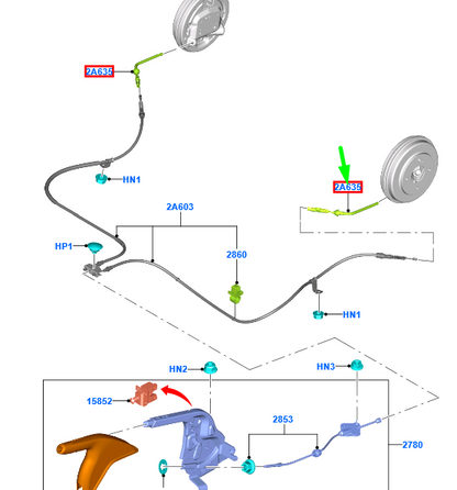 new ford fiesta mk6 wt rear parking hand brake cable 1797579 original