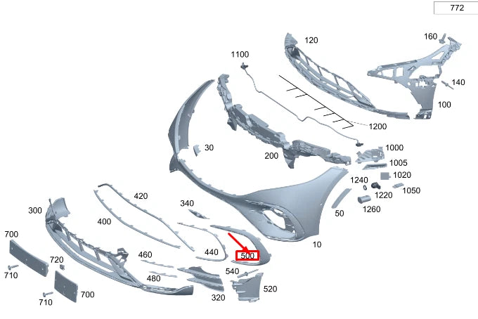 NEW MERCEDES-BENZ EQS V297 FRONT RIGHT BUMPER TRIM STRIP A2978853402 ORIGINAL