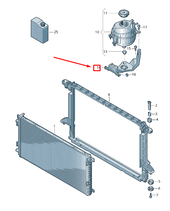 NEW AUDI E-TRON GEN ENGINE COOLANT RESERVOIR RETAINER 4KL121412C ORIGINAL