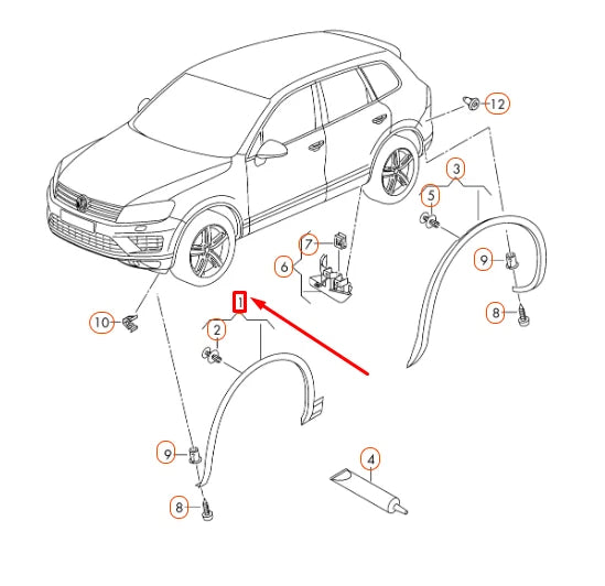 NEW VW TOUAREG 7P FRONT RIGHT WHEEL ARCH TRIM COVER 7P6853718FGRU ORIGINAL