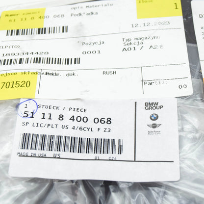 NEW BMW Z3 E36 FRONT LICENSE NUMBER PLATE 51118400068 8400068 ORIGINAL