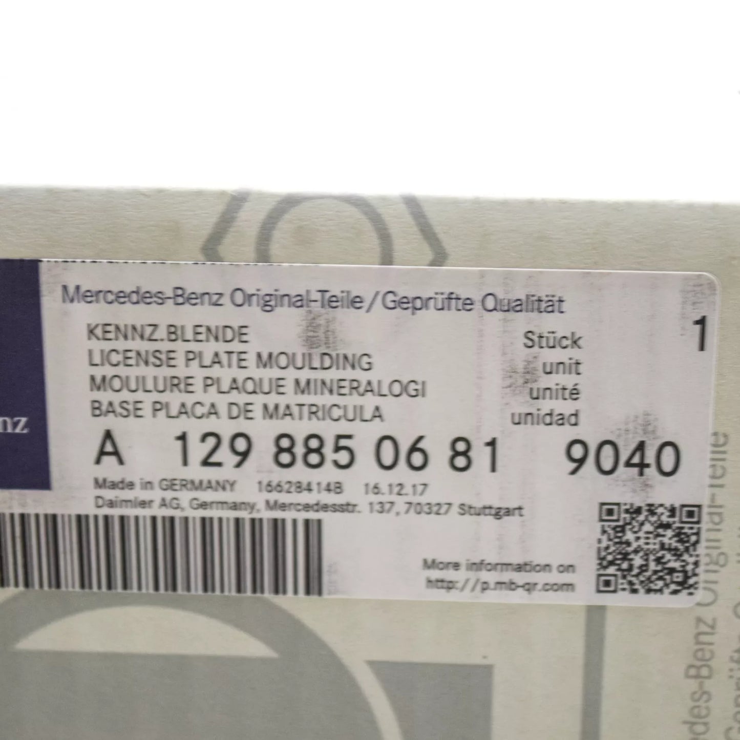 NEW MERCEDES-BENZ SL R129 FRONT LICENSE PLATE HOLDER A12988506819040 ORIGINAL
