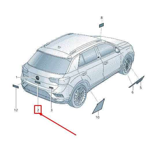 NEW VW T-ROC A1 REAR TRUNK LID INSCRIPTION 2GA853687A 2ZZ 2GA853687A2ZZ ORIGINAL