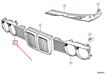 NEW BMW 7 E32 FRONT RIGHT HEADLIGHT LAMP GRILLE 51131938426 ORIGINAL