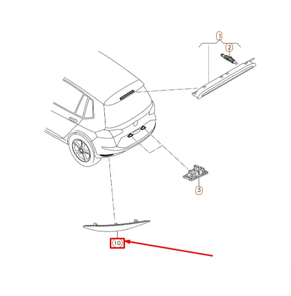 NEW VW GOLF SPORTSVAN MK7 REAR RIGHT BUMPER REFLECTOR 510945106