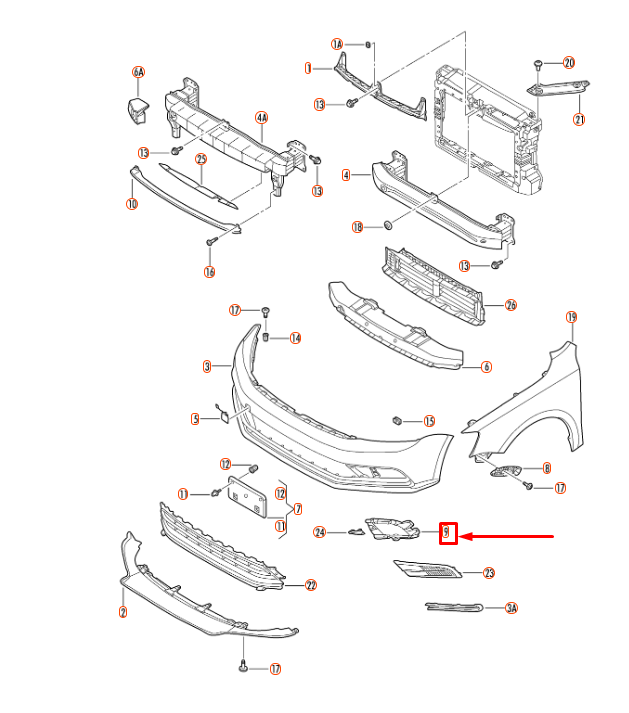 NEW VW JETTA A6 FRONT RIGHT FOG LIGHT HOUSING 5C6807262 ORIGINAL