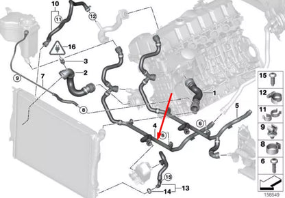 NEW BMW 3 E90 LOWER COOLANT HOSE 17127548224 3.0 PETROL 171KW ORIGINAL
