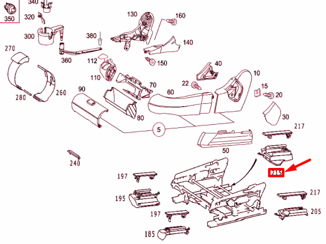 NEW MBS W220 FRONT LEFT SEAT INSIDE REAR COVER A22091925207E94 ORIGINAL