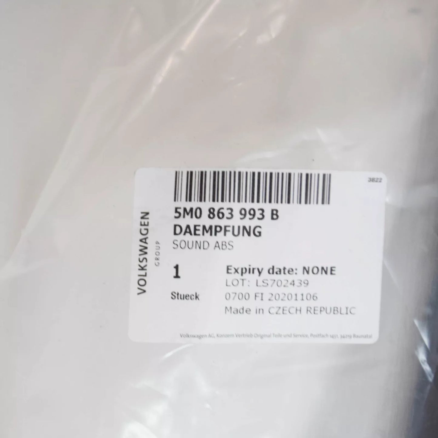 NEW VW GOLF PLUS MK5 WATER BOX SOUND ABSORBER 5M0863993B