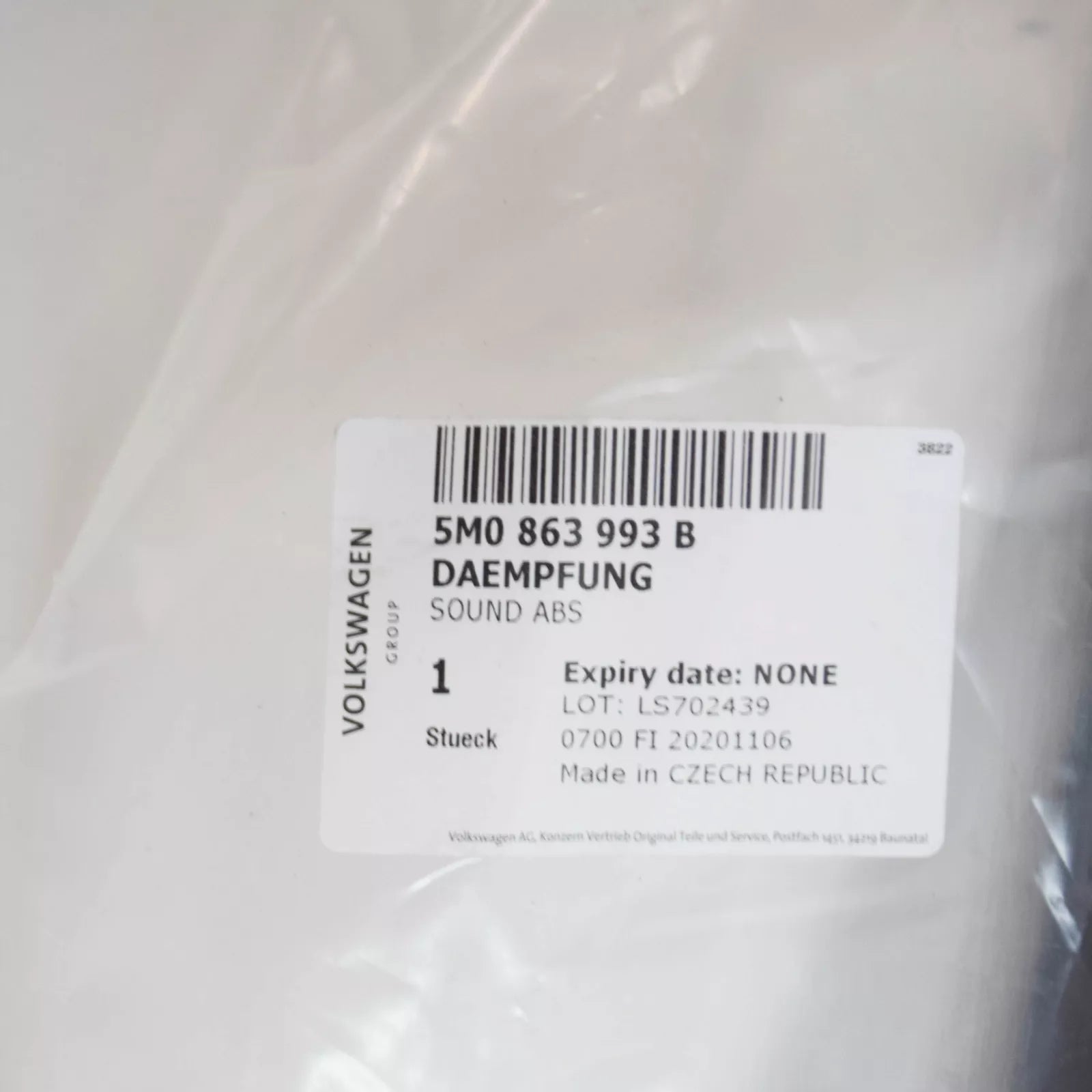 NEW VW GOLF PLUS MK5 WATER BOX SOUND ABSORBER 5M0863993B