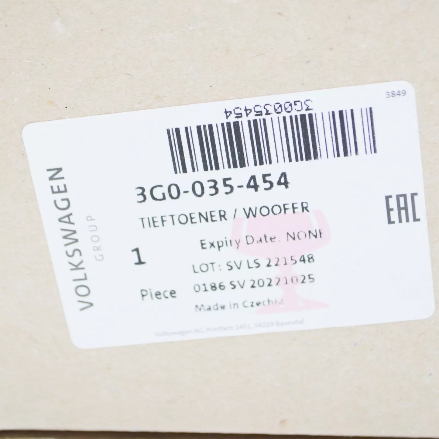 NEW VOLKSWAGEN PASSAT B8 3G FRONT DOOR LOUDSPEAKER 3G0035454