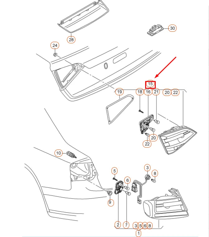 NEW AUDI A4 B8 REAR LEFT INNER LED TAILLIGHT 8K5945093AD ORIGINAL