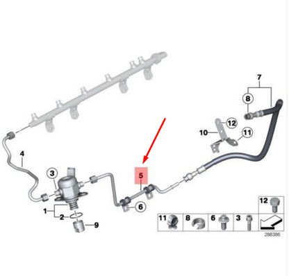 new bmw 3 e90 high-pressure pump feed line 13537605020 original
