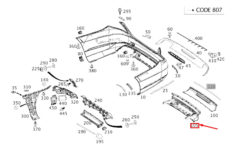 NEW MERCEDES-BENZ S W222 REAR BUMPER BOTTOM BRACKET A2228850046 ORIGINAL