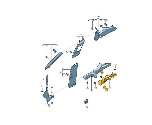 NEW VOLKSWAGEN TIGUAN AD1 RIGHT A-PILLAR TRIM BRACKET 5NL853232