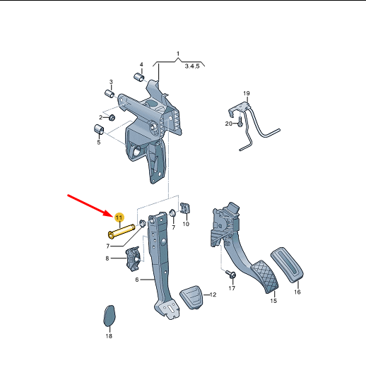 new cupra formentor brake pedal bearing shaft 5q1721325a original