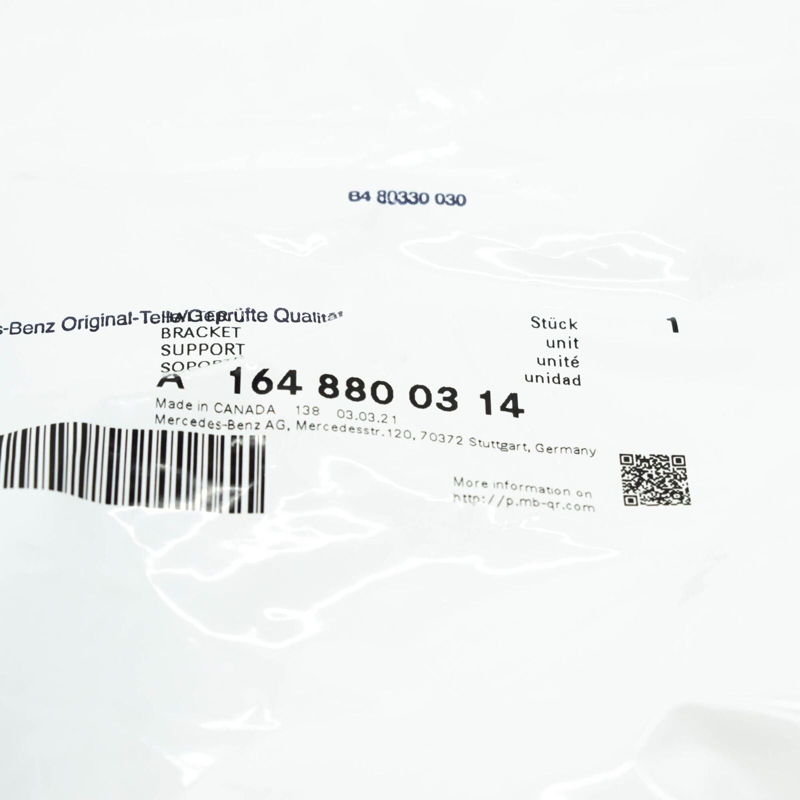 NEW MERCEDES-BENZ M-CLASS W164 LEFT FENDER BRACKET A1648800314 ORIGINAL