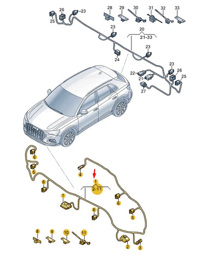 NEW AUDI Q3 F3 FRONT BUMPER WIRING SET 83A971085S ORIGINAL