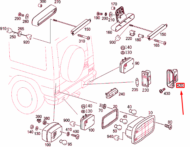 NEW MERCEDES-BENZ G W463 REAR LICENSE PLATE LIGHT ADAPTER A4635450119 ORIGINAL