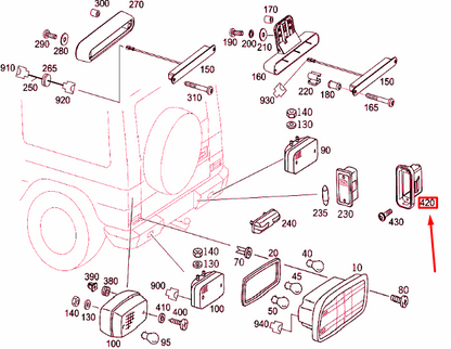 NEW MERCEDES-BENZ G W463 REAR LICENSE PLATE LIGHT ADAPTER A4635450119 ORIGINAL