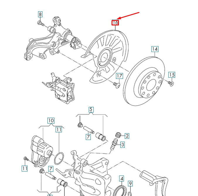 NEW VW TIGUAN MK2 REAR LEFT BRAKE DISC PROTECTION COVER PLATE 5Q0615611S