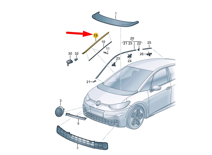NEW VW ID.3 FRONT WINDSHIELD RIGHT WATER DEFLECTOR STRIP 10A854328B5AP ORIGINAL