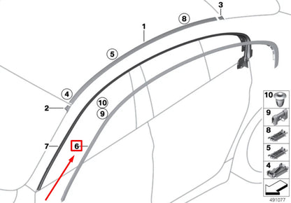 NEW BMW 6 GRAN COUPE F06 RIGHT ROOF STRIP TRIM 7275302 51767275302 ORIGINAL