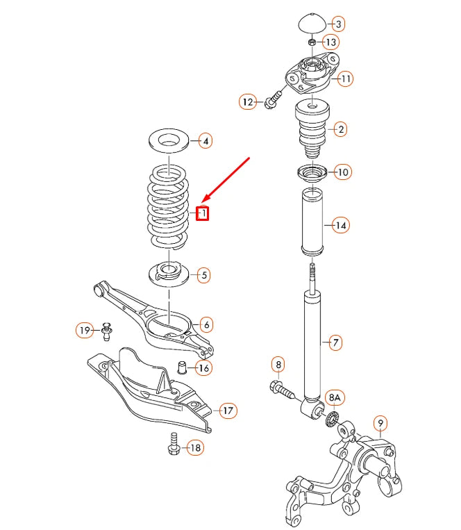 NEW AUDI A3 8P REAR COIL SPRING 1K0511115DG ORIGINAL