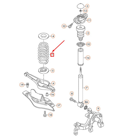 NEW AUDI A3 8P REAR COIL SPRING 1K0511115DG ORIGINAL
