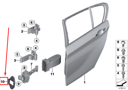 new bmw 3 f30, f80 rear left door brake gasket 7263989 51767263989 original