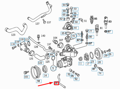 NEW MERCEDES-BENZ S W140 WATER PUMP DRAIN TUBE A1042030802 ORIGINAL