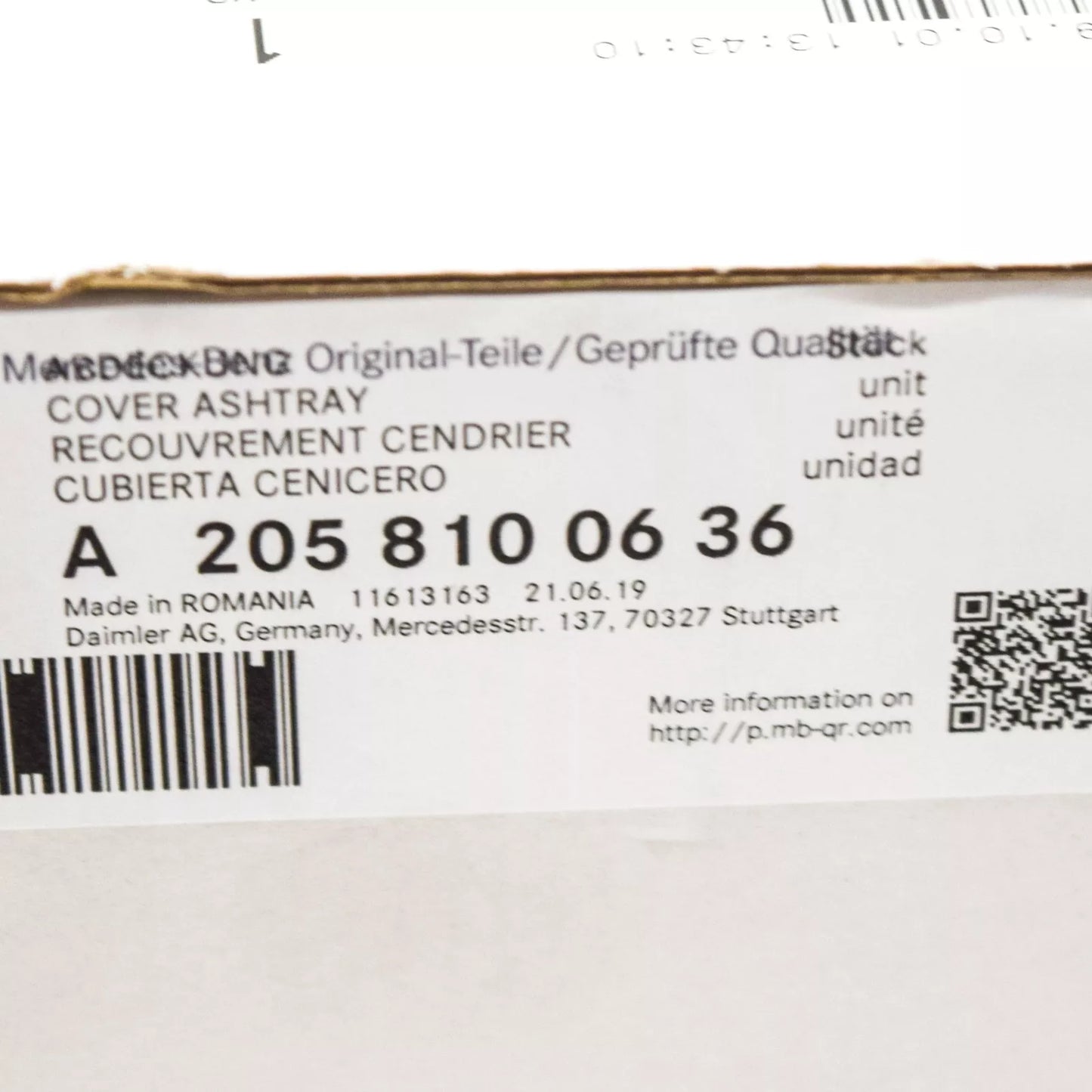 NEW MERCEDES-BENZ W205 C-CLASS CENTRE CONSOLE ASHTRAY COVER A2058100636