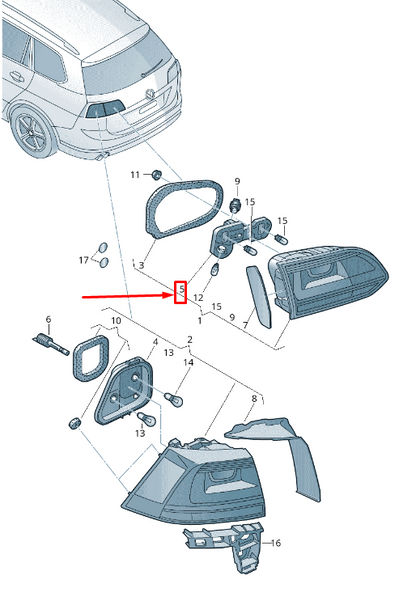 NEW VW GOLF VII VARIANT BA MK7 REAR RIGHT INNER BULB CARRIER 5G9945260 ORIGINAL