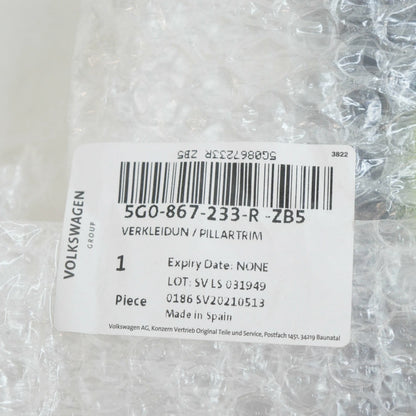 NEW VOLKSWAGEN GOLF MK7 FRONT LEFT A-PILLAR UPPER TRIM 5G0867233RZB5