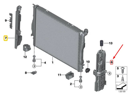 NEW BMW X1 E84 LEFT RADIATOR MOUNT CARRIER BRACKET 17107524912 7524912 ORIGINAL